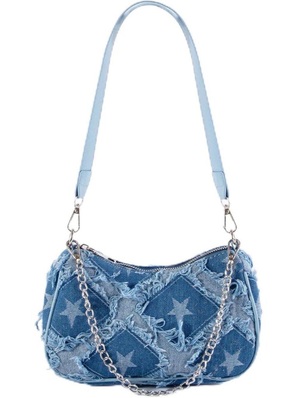 Y2K Denim Purse for Women, Star Embroidery Blue Jean Purse, Mini Crossbody Shoul